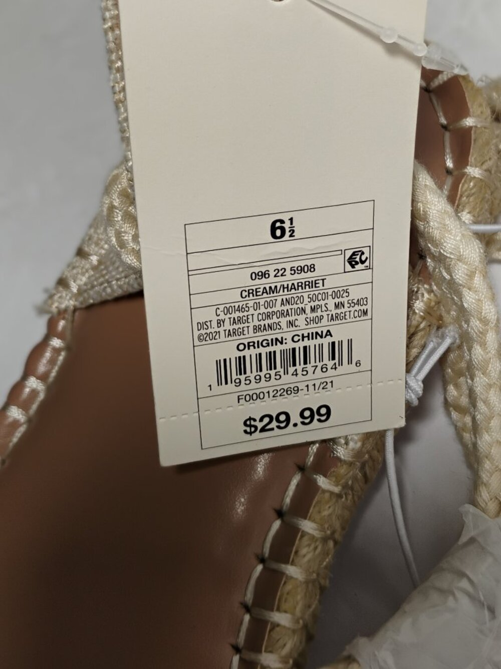 NWT A New Day Womens Espadrilles Sandals Ivory Crochet Ankle Wrap Size 6.5 - Picture 6 of 11